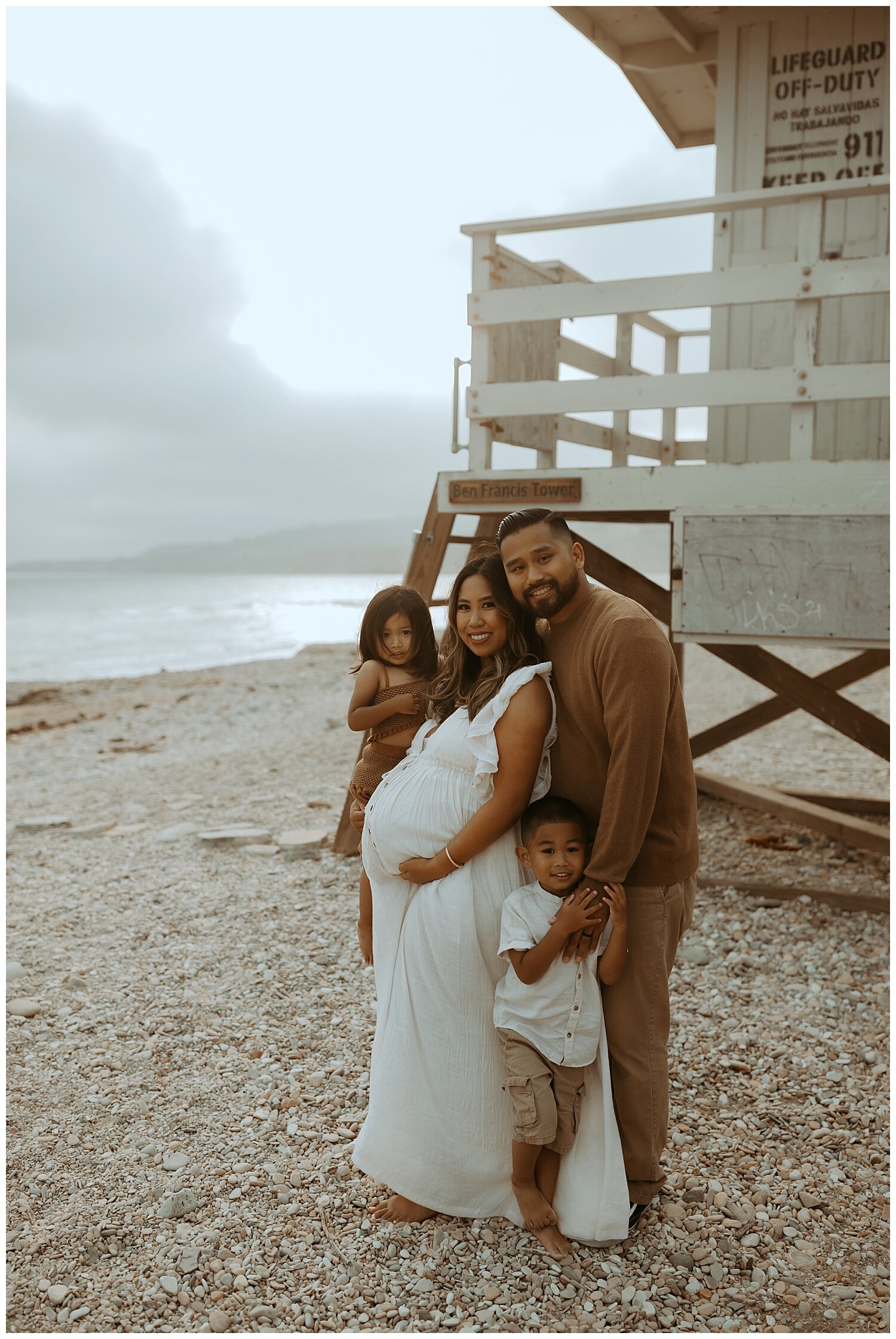 family maternity session on Los Angeles beach